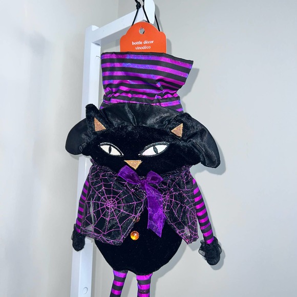 Pier 1 Imports Scary Black Cat Wine Bottle Travel Carrier - Picture 8 of 13